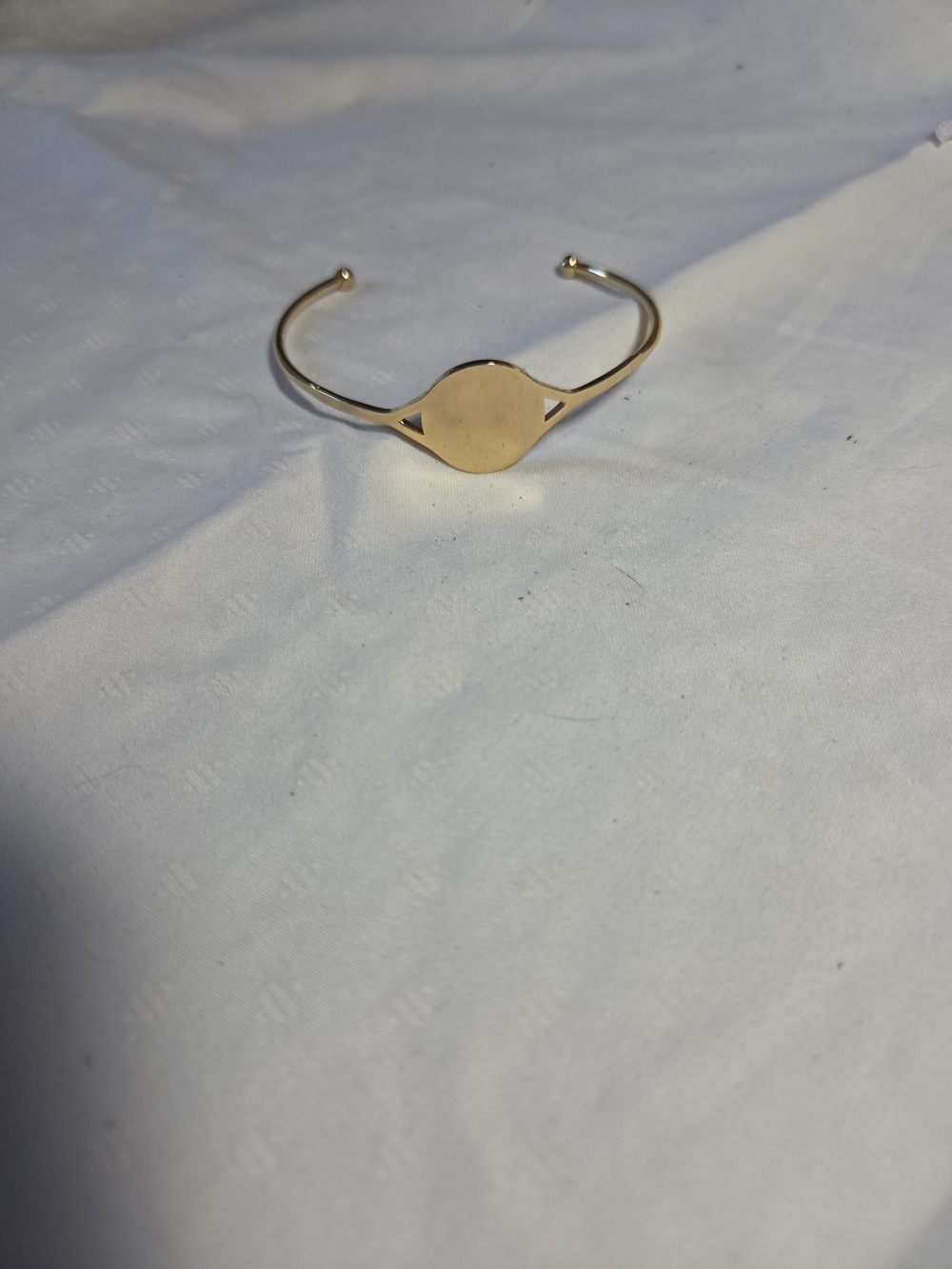 Plunder Gold Open Cuff Bracelet with Round Center Plate